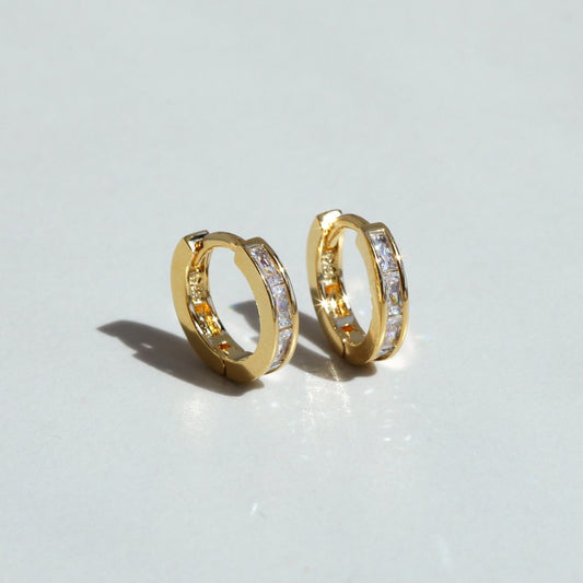 INEZ Gold Earrings - White CZ