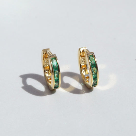 INEZ Gold Earrings - Emerald