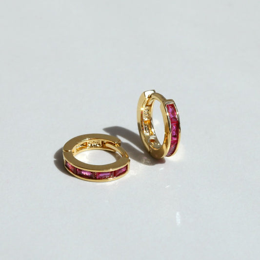 INEZ Gold Earrings - Ruby